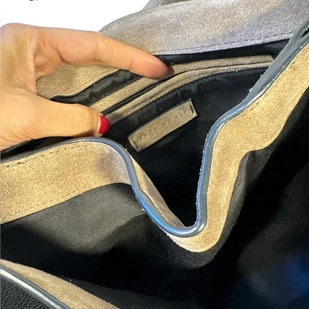 Zara Crossbody Satchel Suede Leather Taupe Black Women’s Minimalist Quiet Luxury